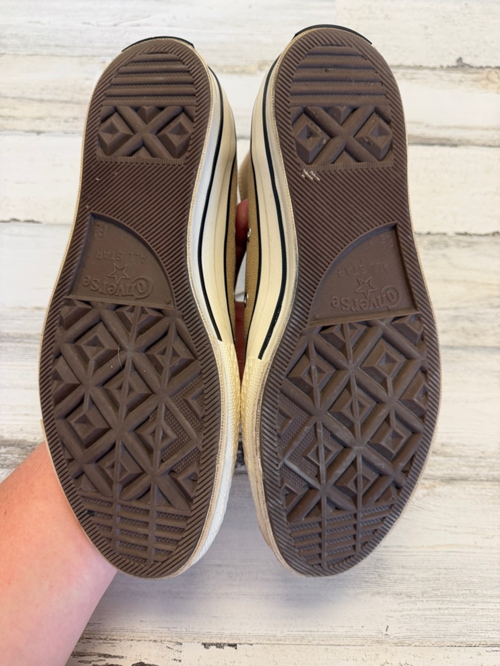 Converse High-Top Sneakers in Tan with White Accents - Picture 3 of 5